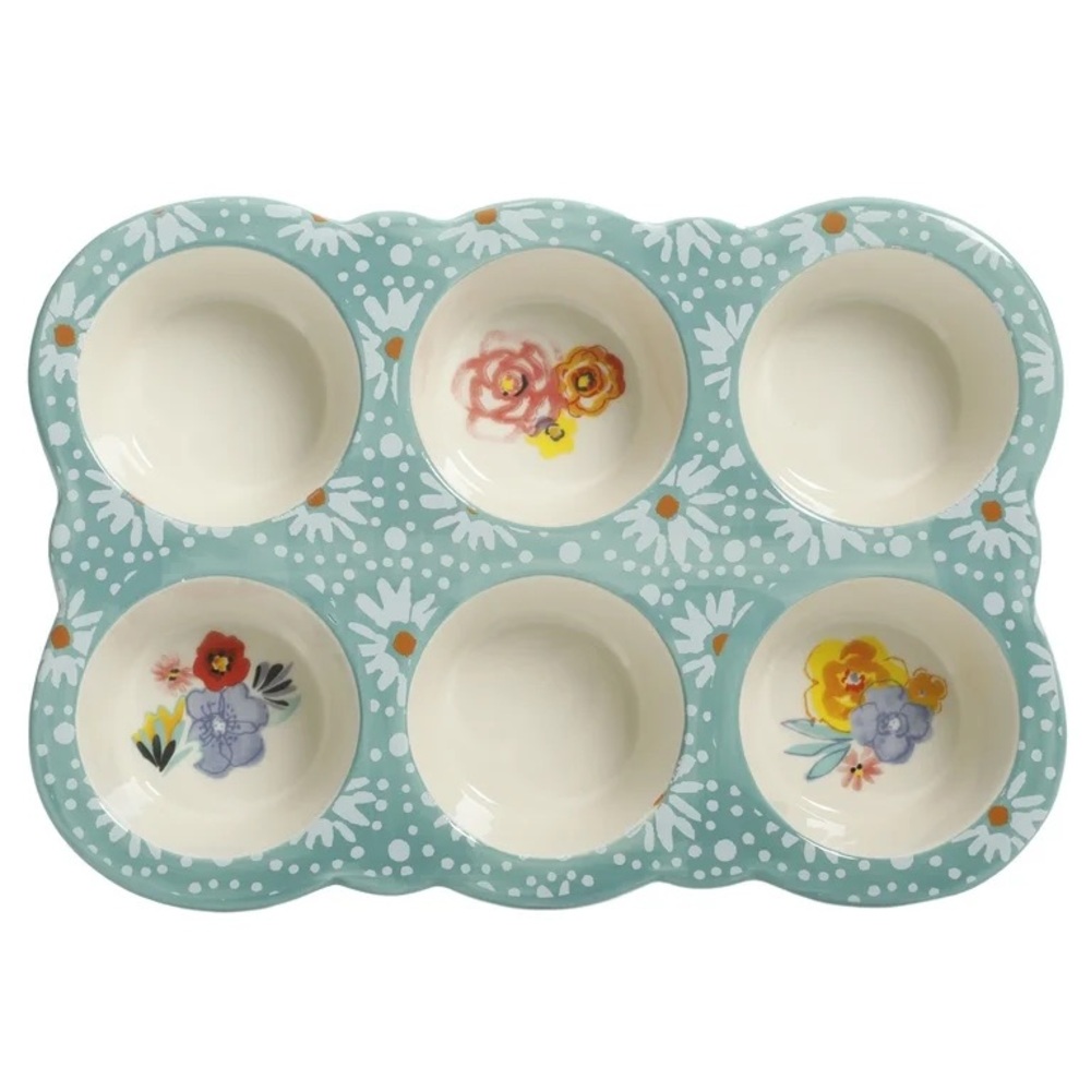 2017 🌸 New Pioneer Woman Flea Market “Blue Daisy” Cupcake Baking Pan, 10.5” - Picture 8 of 10